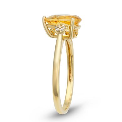 LeRose by Lexi and Rose 10k Gold Diamond Accent & Citrine Pear Cut Ring