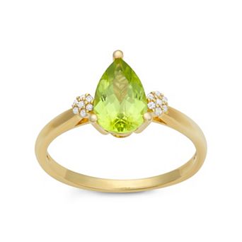 LeRose by Lexi and Rose 10k Gold Diamond Accent & Peridot Pear Cut Ring
