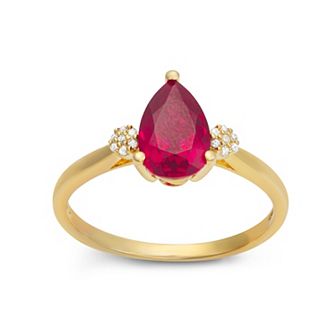 10k Gold Diamond Accent & Lab-Created Ruby Ring