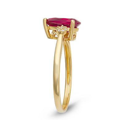 10k Gold Diamond Accent & Lab-Created Ruby Ring