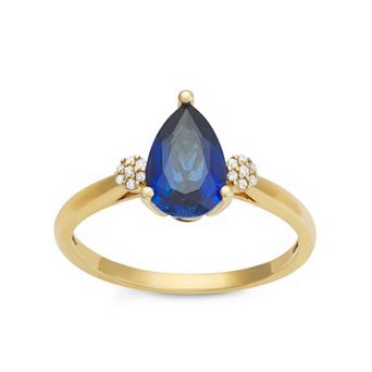 LeRose by Lexi and Rose 10k Gold Diamond Accent & Lab-Created Sapphire Pear Cut Ring