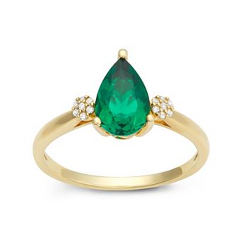 LeRose by Lexi and Rose 10k Gold Diamond Accent & Lab-Created Emerald Ring