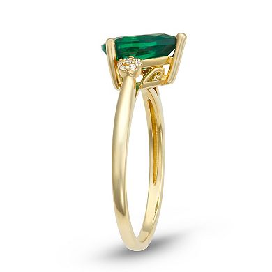 LeRose by Lexi and Rose 10k Gold Diamond Accent & Lab-Created Emerald Ring