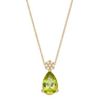 10k Gold Diamond Accent & Gemstone Pendant Necklace