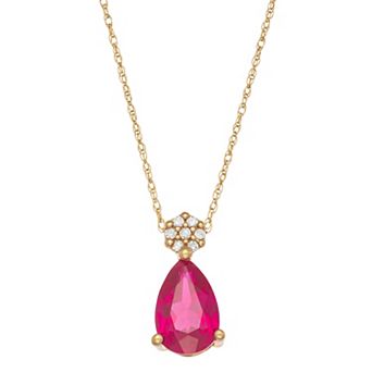 LeRose by Lexi and Rose 10k Gold Diamond Accent & Lab-Created Ruby Pendant Necklace