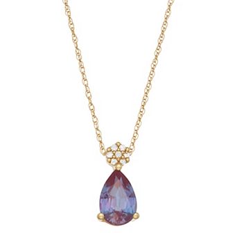 LeRose by Lexi and Rose 10k Gold Diamond Accent & Lab-Created Alexandrite Pendant Necklace