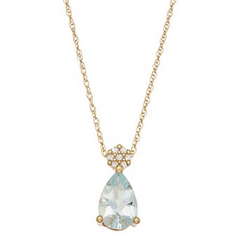 LeRose by Lexi and Rose 10k Gold Diamond Accent & Aquamarine Pendant Necklace