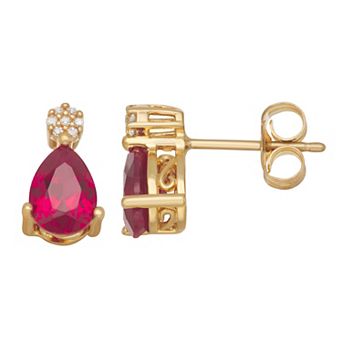 LeRose by Lexi and Rose 10k Gold Diamond Accent & Lab-Created Gemstone Earrings