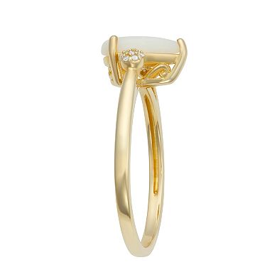 LeRose by Lexi and Rose 10k Gold Diamond Accent & Pear Cut White Opal Ring