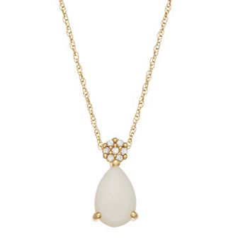LeRose by Lexi and Rose 10k Gold Diamond Accent & White Opal Pendant Necklace