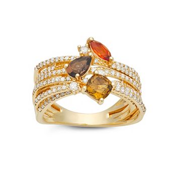 LeRose by Lexi and Rose 10k Gold 3/4 Carat T.W. Diamond, Citrine, Smoky Quartz & Whisky Quartz Multi-Stone Ring