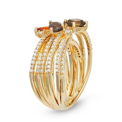 LeRose by Lexi and Rose 10k Gold 3/4 Carat T.W. Diamond, Citrine, Smoky Quartz & Whisky Quartz Multi-Stone Ring