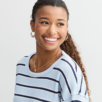 Juniors' SO® Oversized Waffle Scoop Neck Top