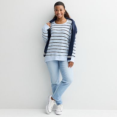 Juniors' SO® Oversized Waffle Scoop Neck Top