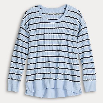 Juniors' SO® Oversized Waffle Scoop Neck Top