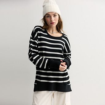 Juniors' SO® Cozy Oversized Waffle Scoop Neck Top