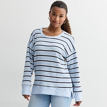 Juniors' SO® Oversized Waffle Scoop Neck Top