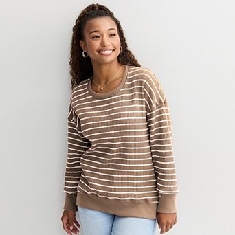 Juniors' SO® Oversized Waffle Scoop Neck Top