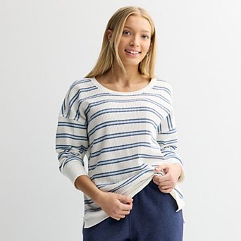 Juniors' SO® Oversized Waffle Scoop Neck Top