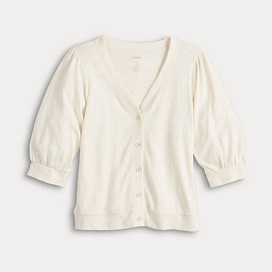 Women's Sonoma Goods For Life® Puff Sleeve Button Front Top