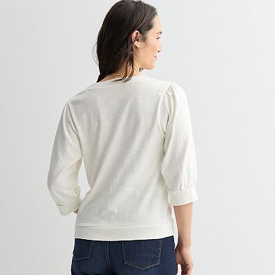 Women's Sonoma Goods For Life® Puff Sleeve Button Front Top
