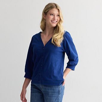 Women's Sonoma Goods For Life® Puff Sleeve Button Front Top