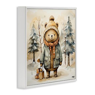 Stupell Home Decor Bear in Snowy Forest Framed Giclee