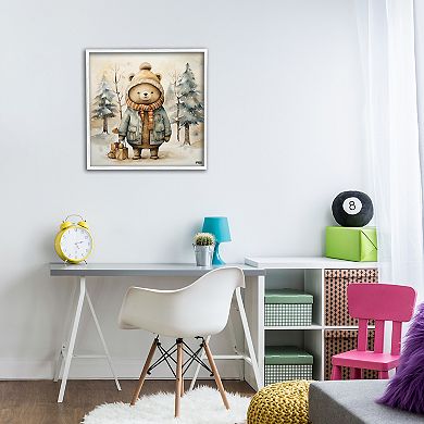 Stupell Home Decor Bear in Snowy Forest Framed Giclee