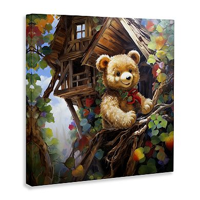 Stupell Home Decor Happy Bear in Tree House Canvas