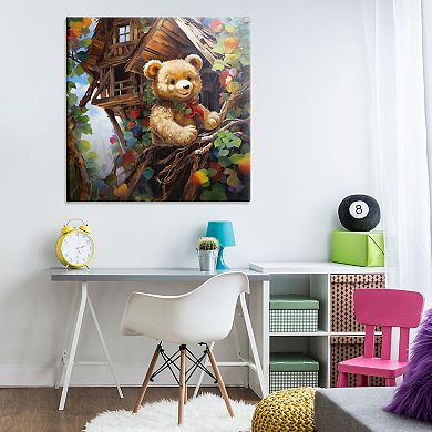 Stupell Home Decor Happy Bear in Tree House Canvas