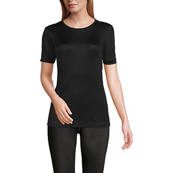 Women's Lands' End Silk Interlock Short Sleeve Crewneck Thermal Pajama Top