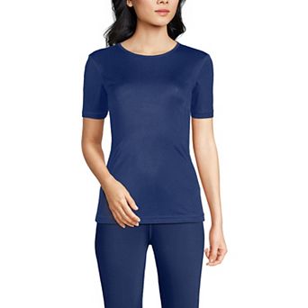 Women's Lands' End Silk Interlock Short Sleeve Crewneck Thermal Pajama Top