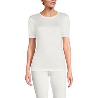 Women's Lands' End Silk Interlock Short Sleeve Crewneck Thermal Pajama Top