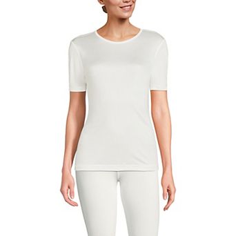 Women's Lands' End Silk Interlock Short Sleeve Crewneck Thermal Pajama Top