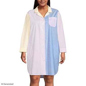 Plus Size Lands' End Long Sleeve Nightgown