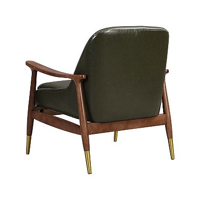 Merax 29.2'' Mid-Century Faux Leather Accent Chair with Cushioned Seat