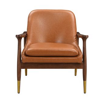 Merax 29.2'' Mid-Century Faux Leather Accent Chair with Cushioned Seat
