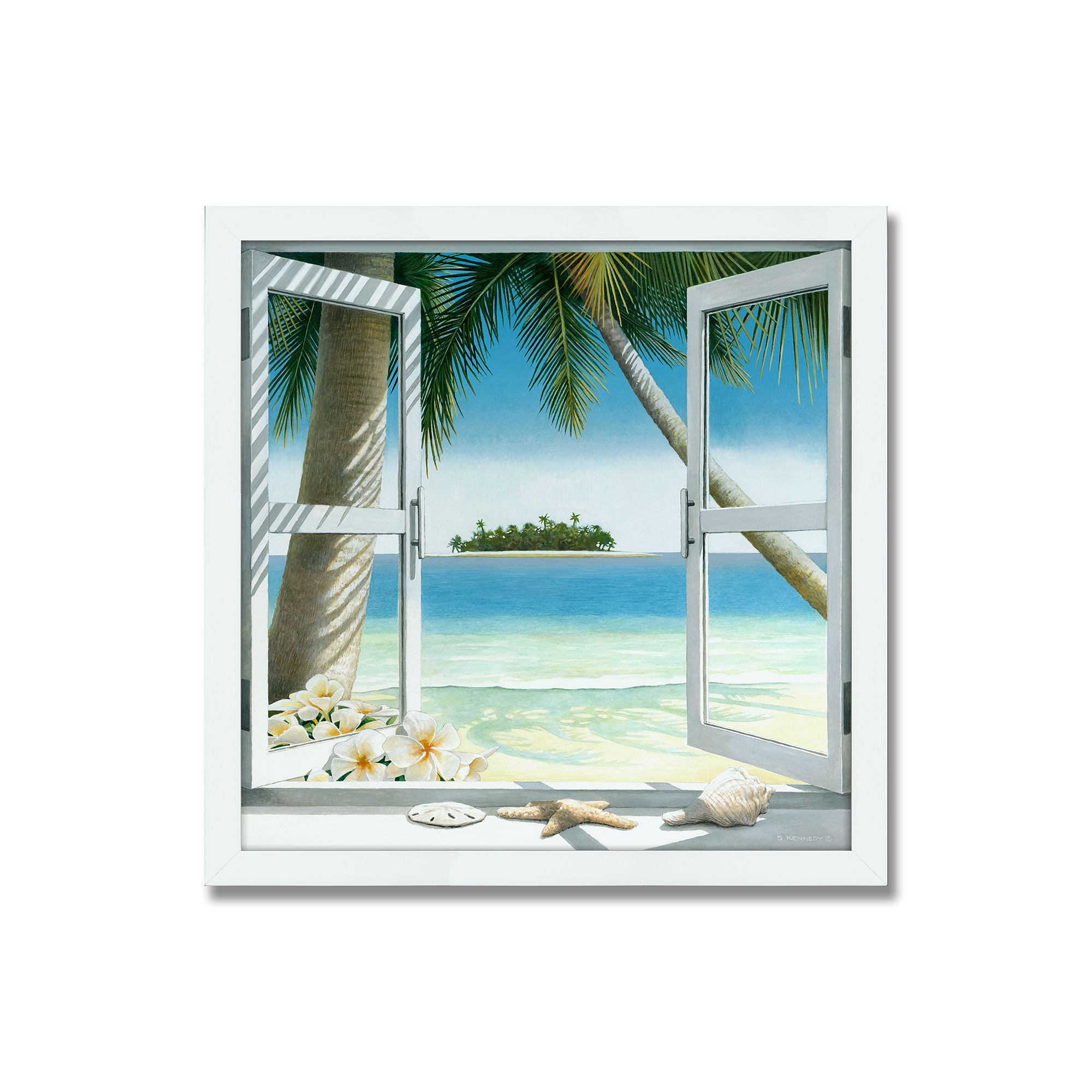 Island Getaway 14.5 x 14.5 Framed Canvas Art, Multicolor