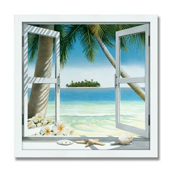 "Island Getaway" 14.5" x 14.5" Framed Canvas Art