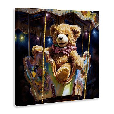 Stupell Home Decor Teddy Bear on Carousel Canvas Wall Art