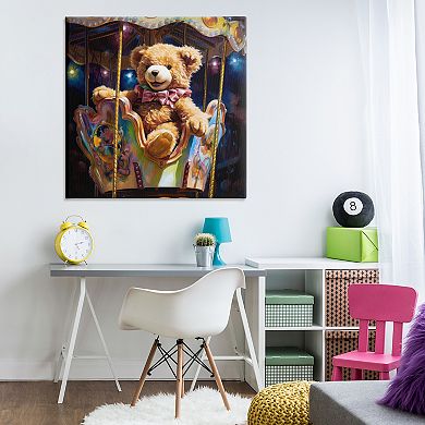 Stupell Home Decor Teddy Bear on Carousel Canvas Wall Art
