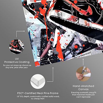 Notoriart Splatter Sneaker Collage II Abstract Canvas Wall Art
