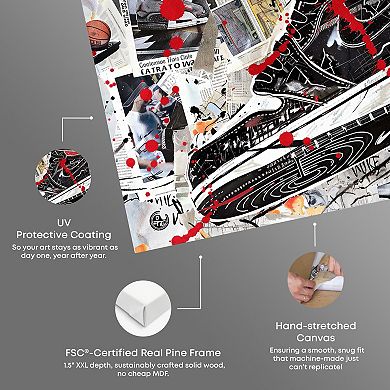 Notoriart Splatter Sneaker Collage Abstract Canvas Wall Art