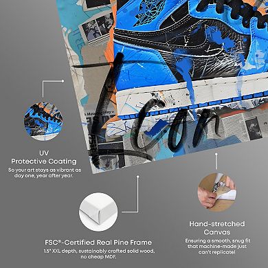 Notoriart Newspaper Clipping Sneaker II Abstract Canvas Wall Art