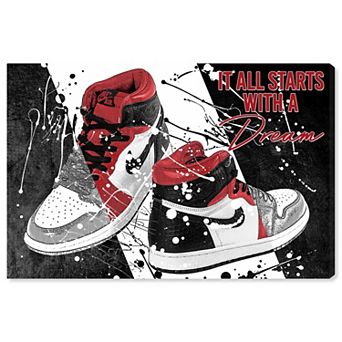 Notoriart Shining Black And Red Style Dream Sneakers Abstract Canvas Wall Art