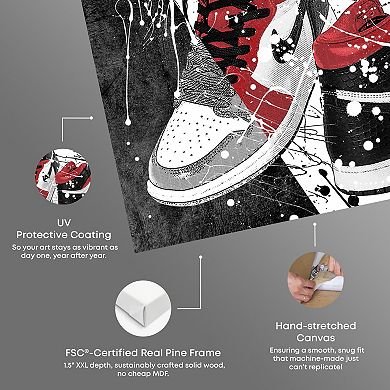 Notoriart Shining Black And Red Style Dream Sneakers Abstract Canvas Wall Art