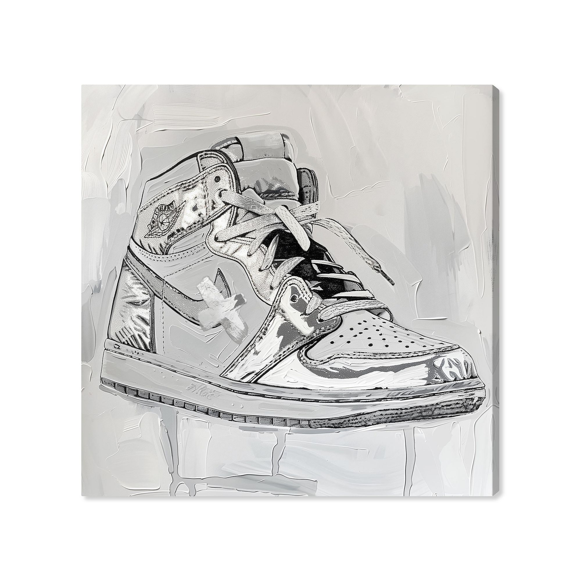 Notoriart Metallic Sneaker Abstract Canvas Wall Art, Black