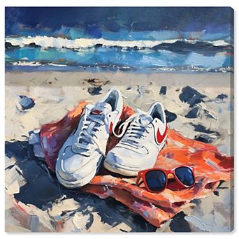 Notoriart Sneakers By The Beach II Canvas Wall Art