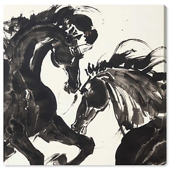 Notoriart Ink Brush Horses Abstract Canvas Wall Art