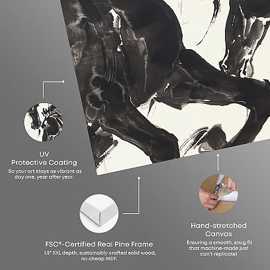 Notoriart Ink Brush Horses Abstract Canvas Wall Art